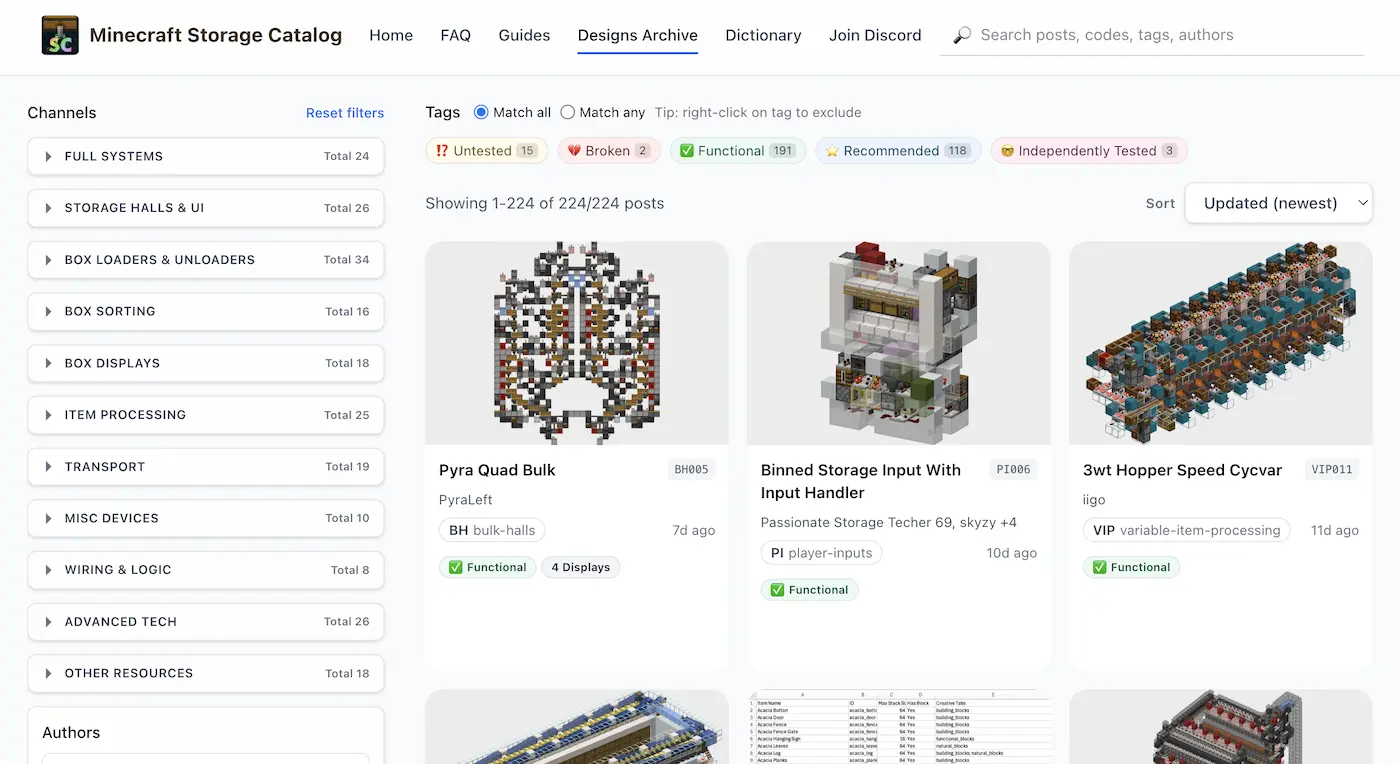 Archives · Minecraft Storage Catalog
