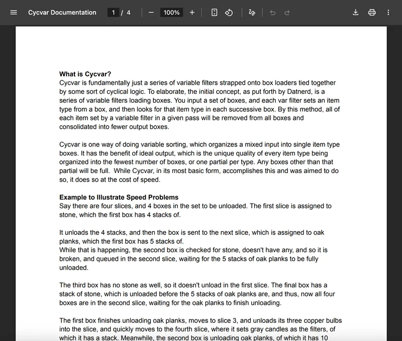 Cycvar: Description and Optimizations